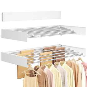 Songmics wall-mounted drying rack with six extended aluminum bars for efficient laundry air drying