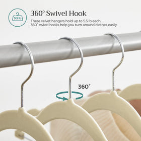SONGMICS velvet hangers save space while keeping garments neatly shaped.