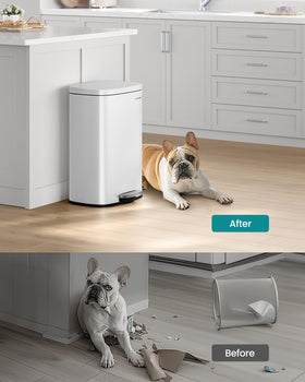 SONGMICS white kitchen trash can suits modern spaces.