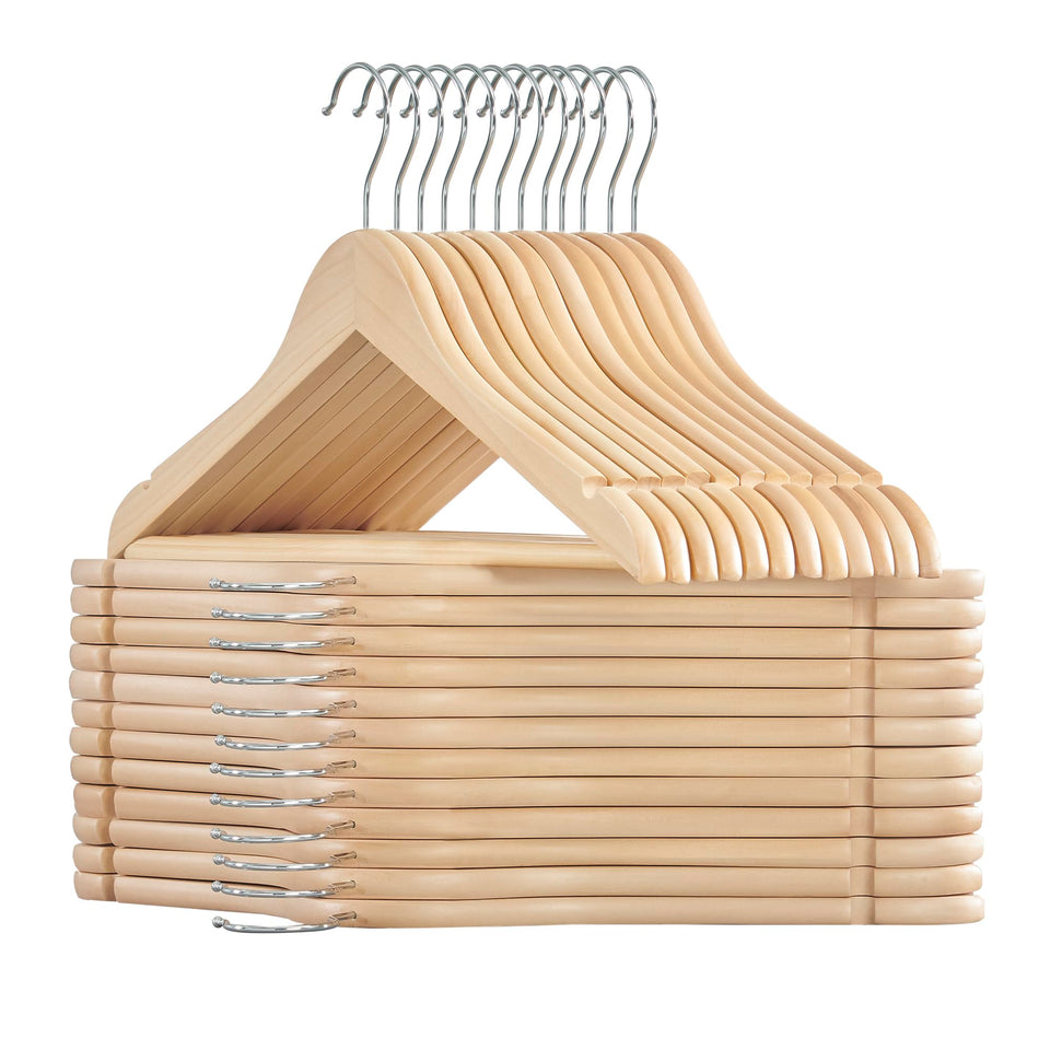 SONGMICS wooden hangers 24-pack natural wood texture for an elegant closet
