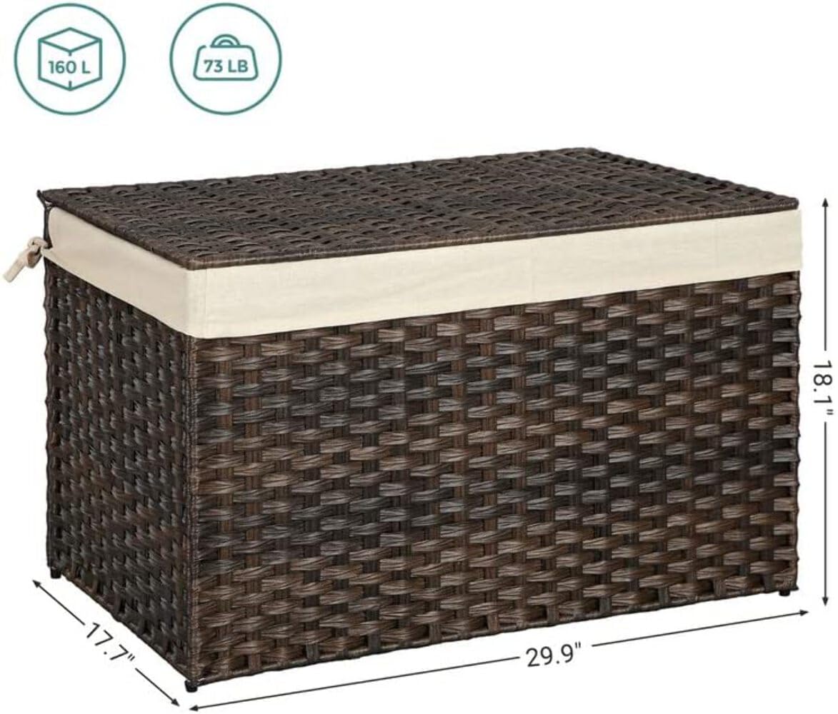SONGMICS woven bin with removable liner, easy to wash by hand or machine.