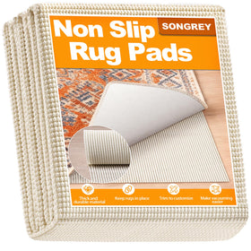 Songrey non-slip rug pad 8x10 ft locks rugs securely for safer high-traffic spaces.