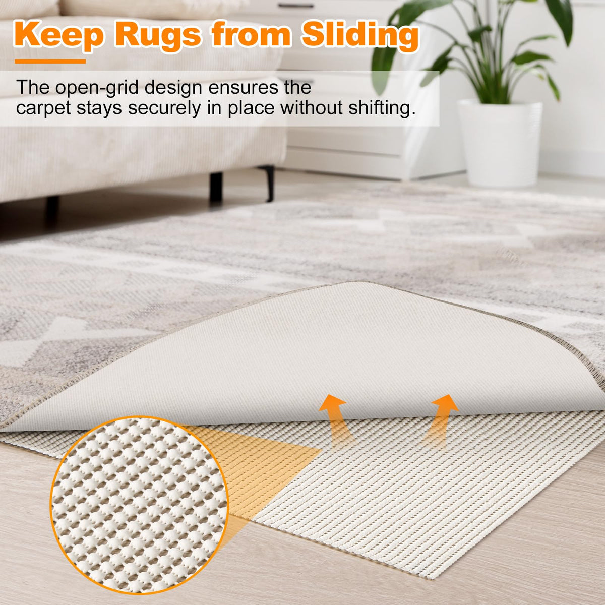 Songrey rug pad easy-cut-fit for a custom size.