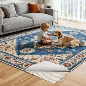 Songrey rug pad reduces noise in busy living spaces.