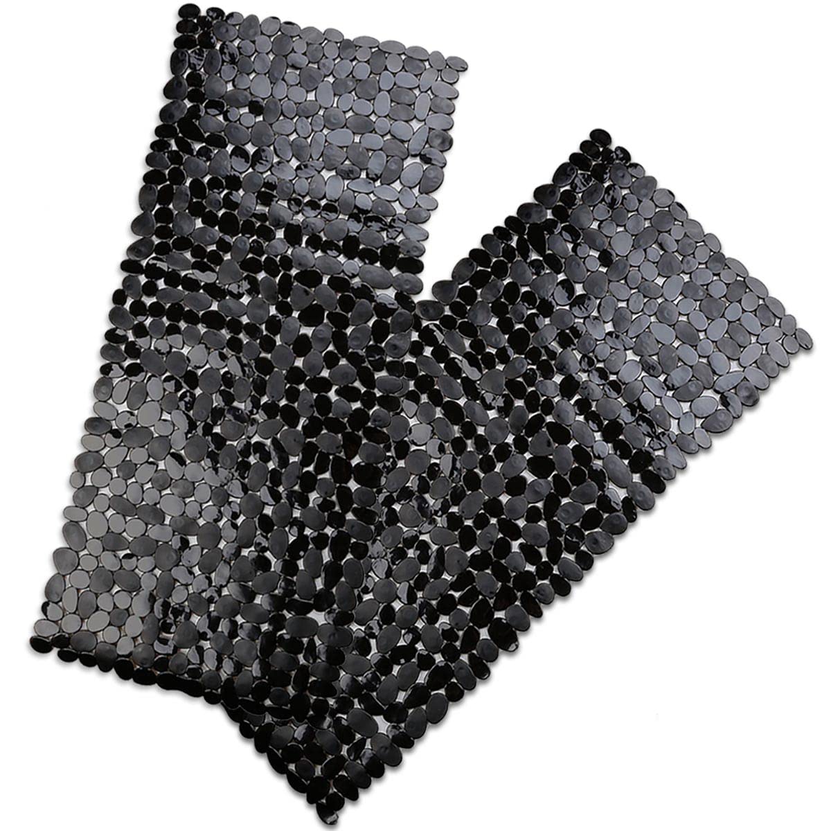 Songziming bathtub mat two-pack in black with 200 suction cups for secure grip.