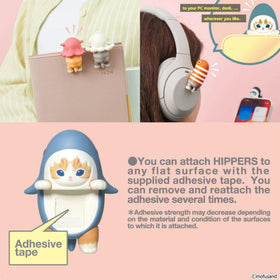 Adhesive sticker on Sonny Angel Hippers is repositionable for flexible display.