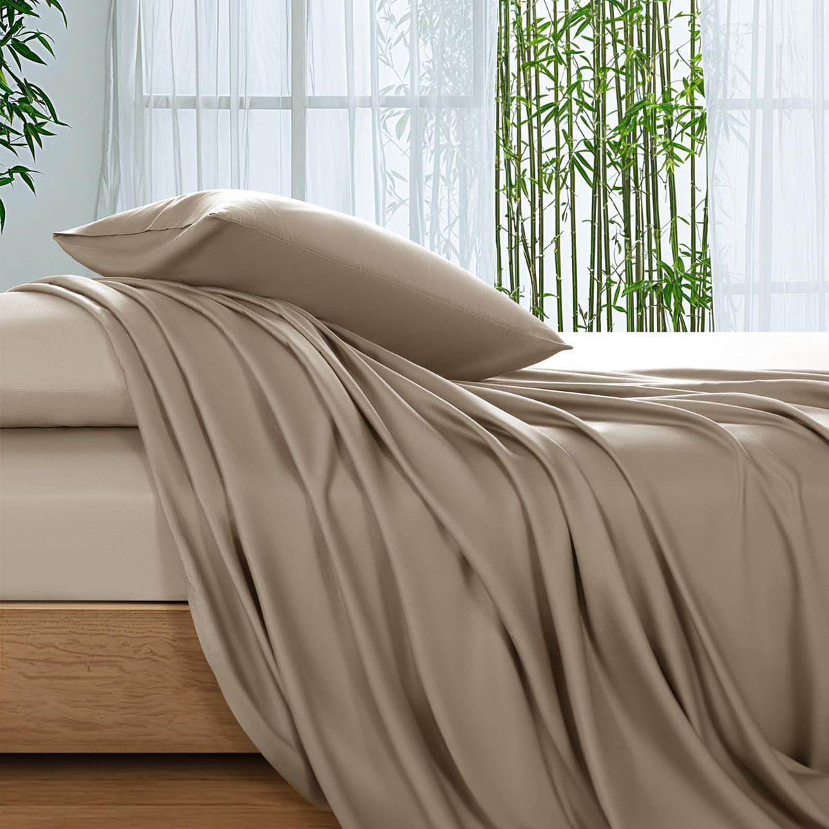 SONORO KATE bamboo sheets Simply Taupe 4pc queen for luxurious softness