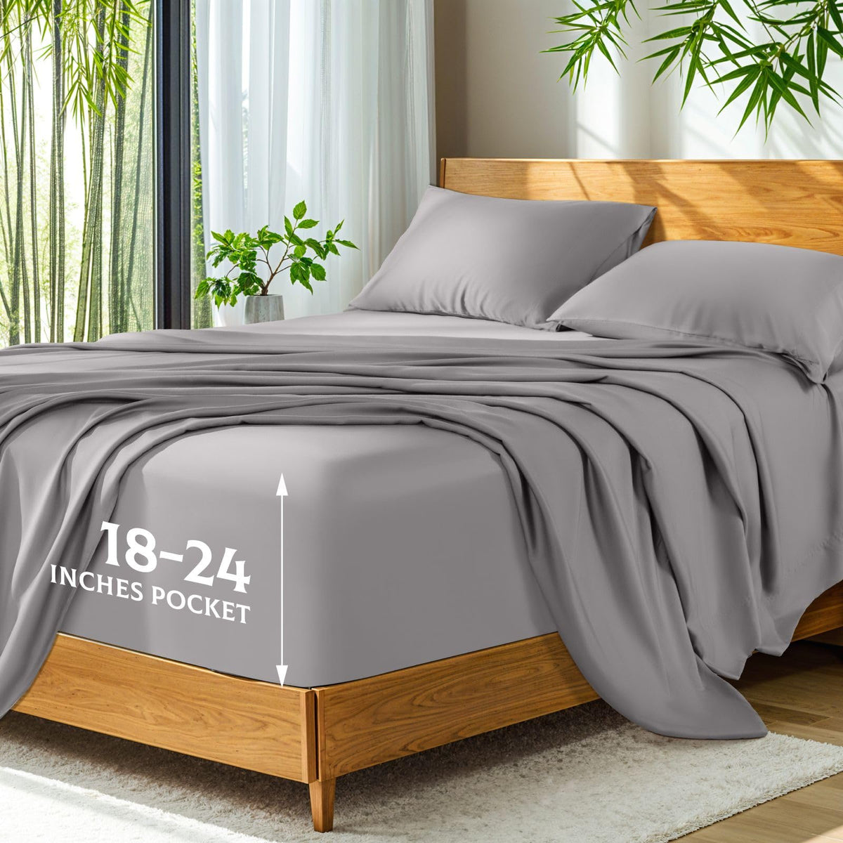 SONORO KATE bamboo sheets close-up showcases silky softness for luxurious sleep.