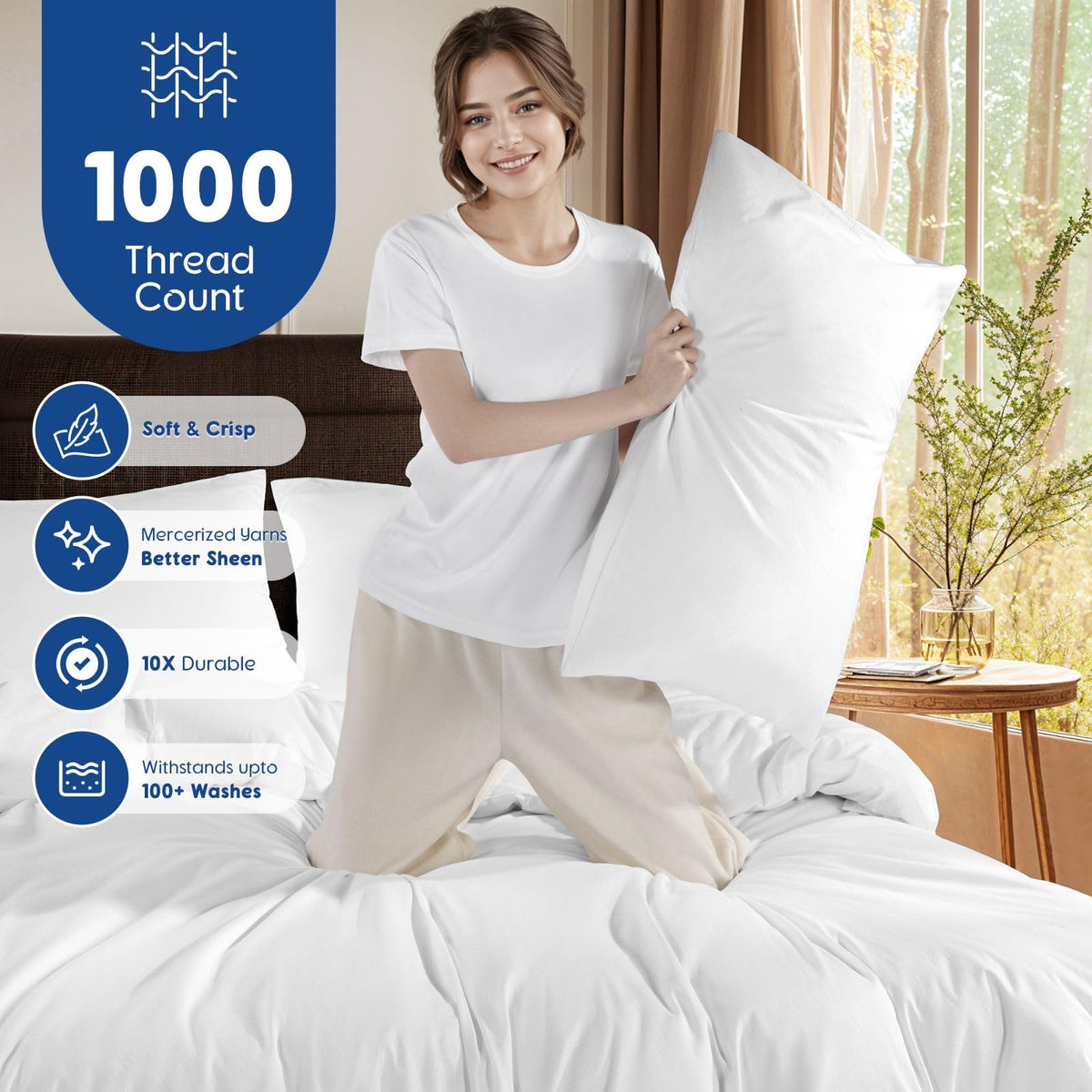SONORO KATE Egyptian cotton fabric close-up demonstrates natural breathability.