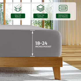 SONORO KATE extra-deep pocket sheet in action on tall mattresses.