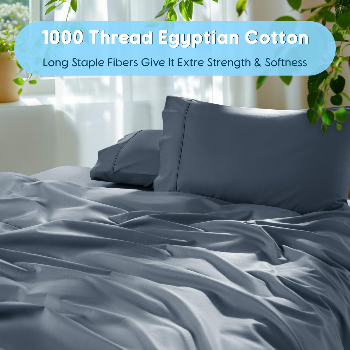 SONORO KATE queen fitted sheet demonstrates 18–24 inch pocket with secure 360° elastic