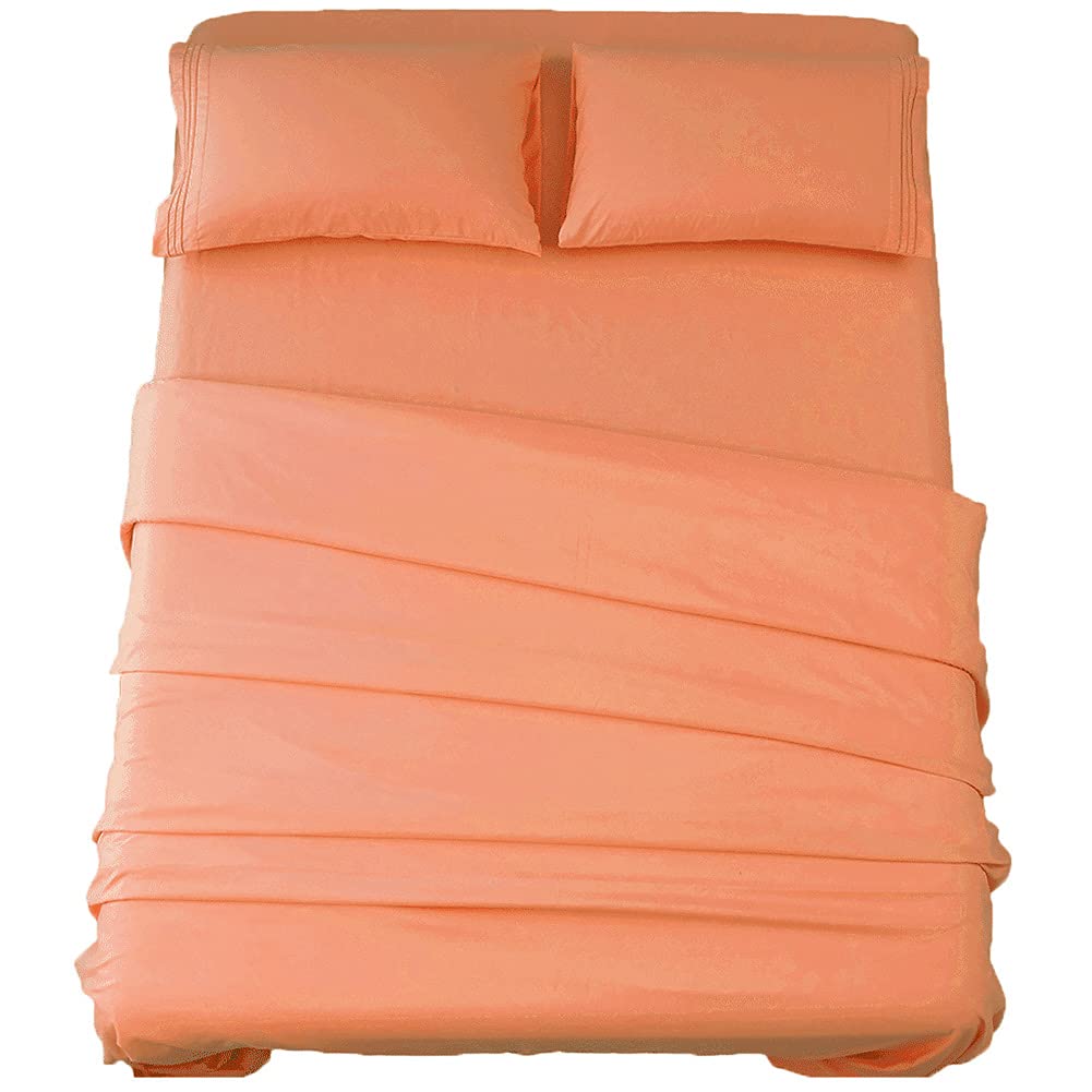 SONORO KATE flat sheet in coral for silky smooth comfort at bedtime.