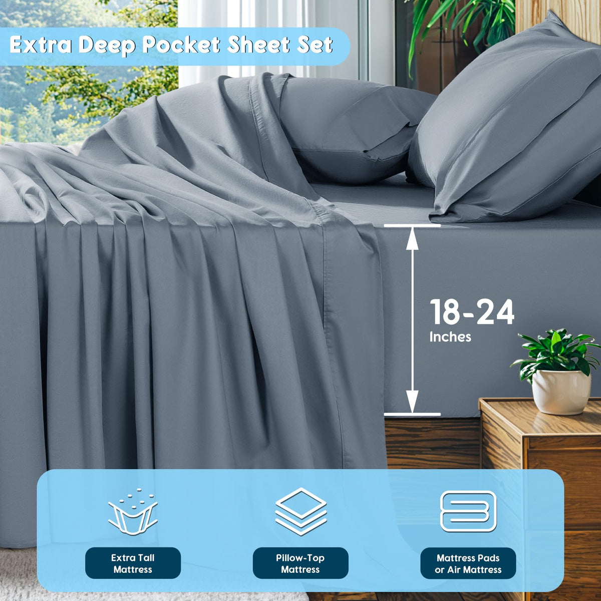SONORO KATE queen flat sheet displays generous 90x102 size for versatile styling