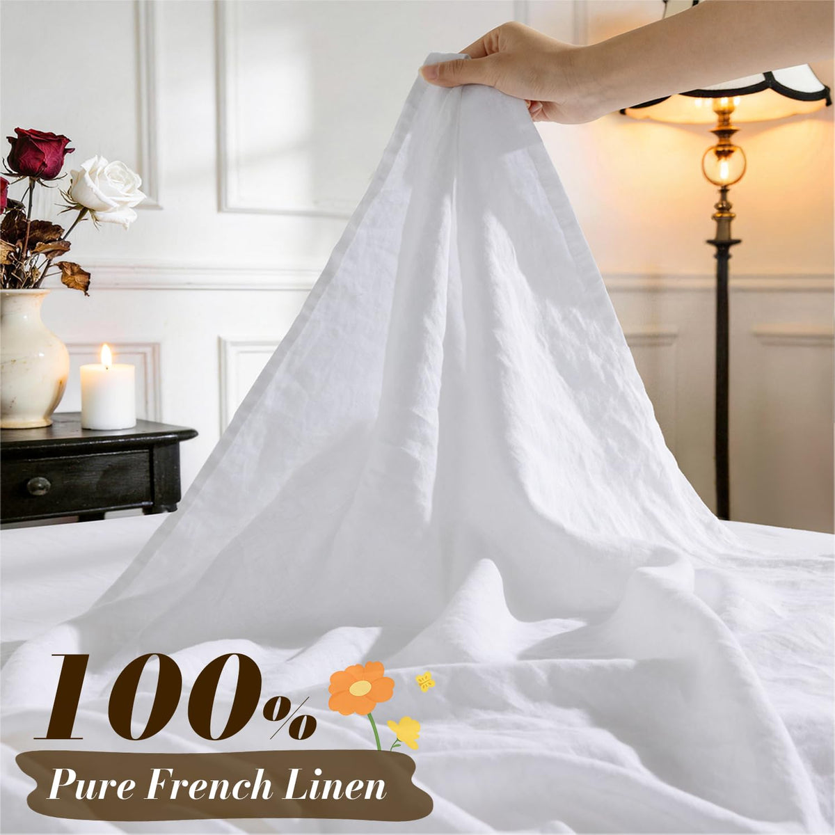 SONORO KATE king flat sheet shows airy linen for temperature regulation