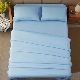 SONORO KATE lake blue color enhances modern bedroom styling.