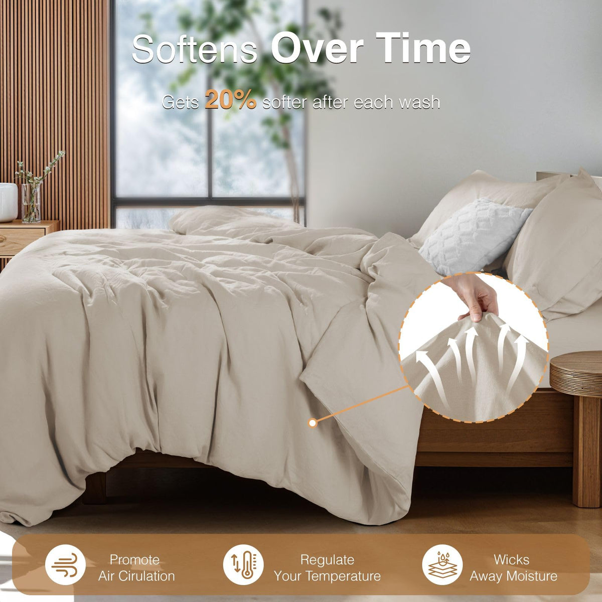 Sonoro Kate linen texture closeup highlights natural breathability and soft handfeel
