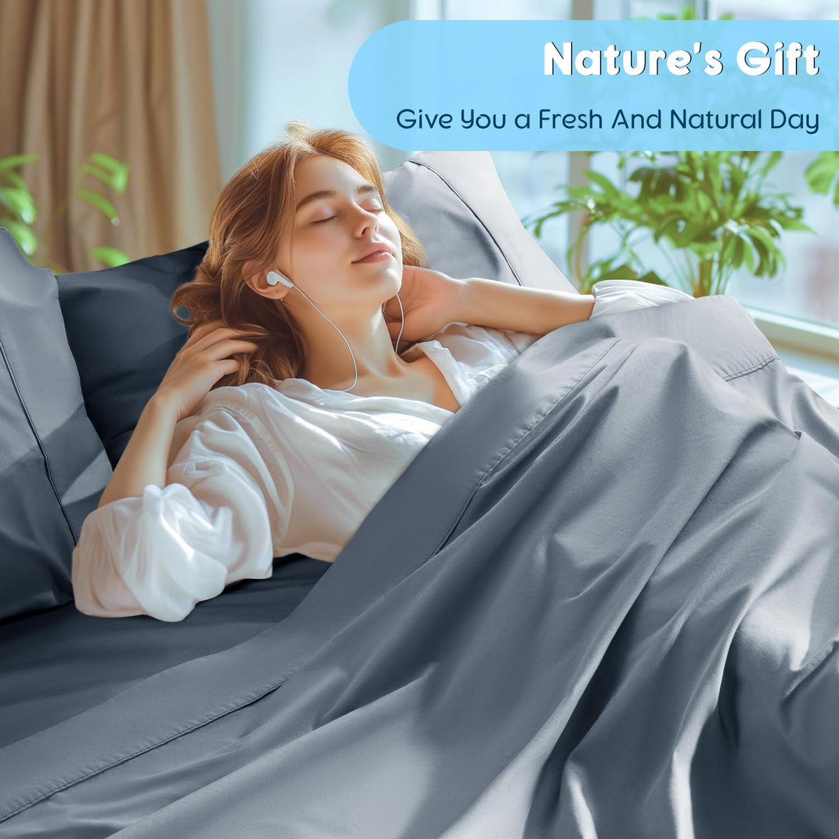 SONORO KATE pillowcases pair included in 4-piece set for coordinated sleep