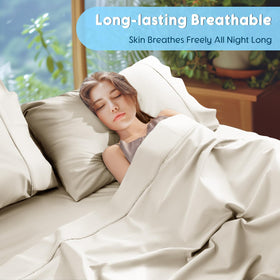 SONORO KATE queen flat sheet on bed with ample dimensions