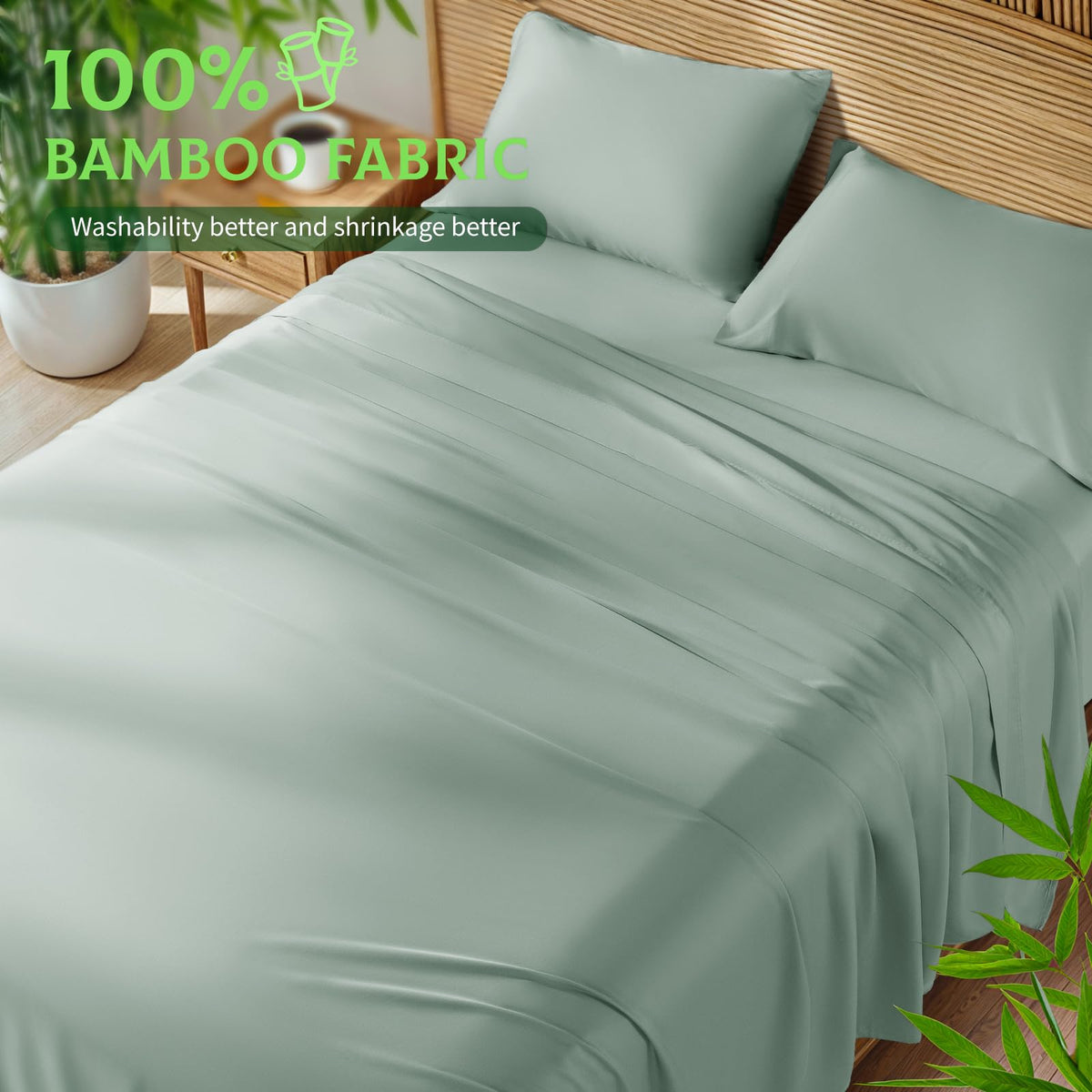 SONORO KATE Sea Glass king fitted sheet with deep pocket for secure fit