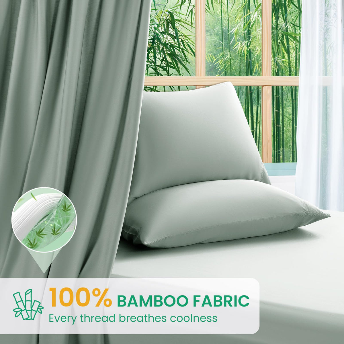 SONORO KATE sea glass queen fitted sheet with 16-inch pocket for secure sleep.