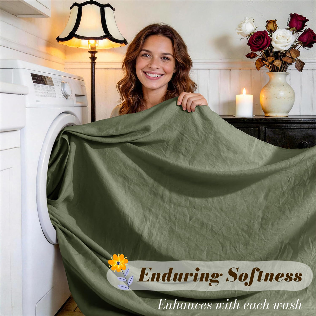 SONORO KATE self-cleaning fiber and natural finish ease care.