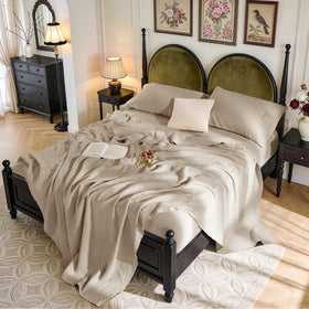 SONORO KATE linen king fitted sheet with secure elastic for a smooth stay-put fit