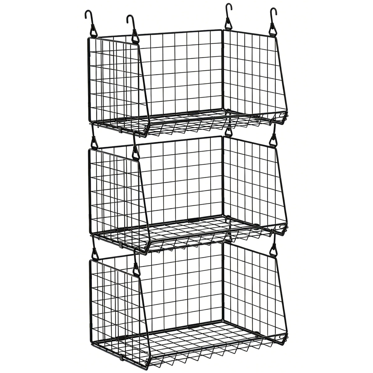 Sonyabecca 3-pack hanging laundry basket assembly on wire shelf maximizes closet space