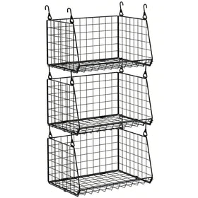 Sonyabecca 3-pack hanging laundry basket assembly on wire shelf maximizes closet space