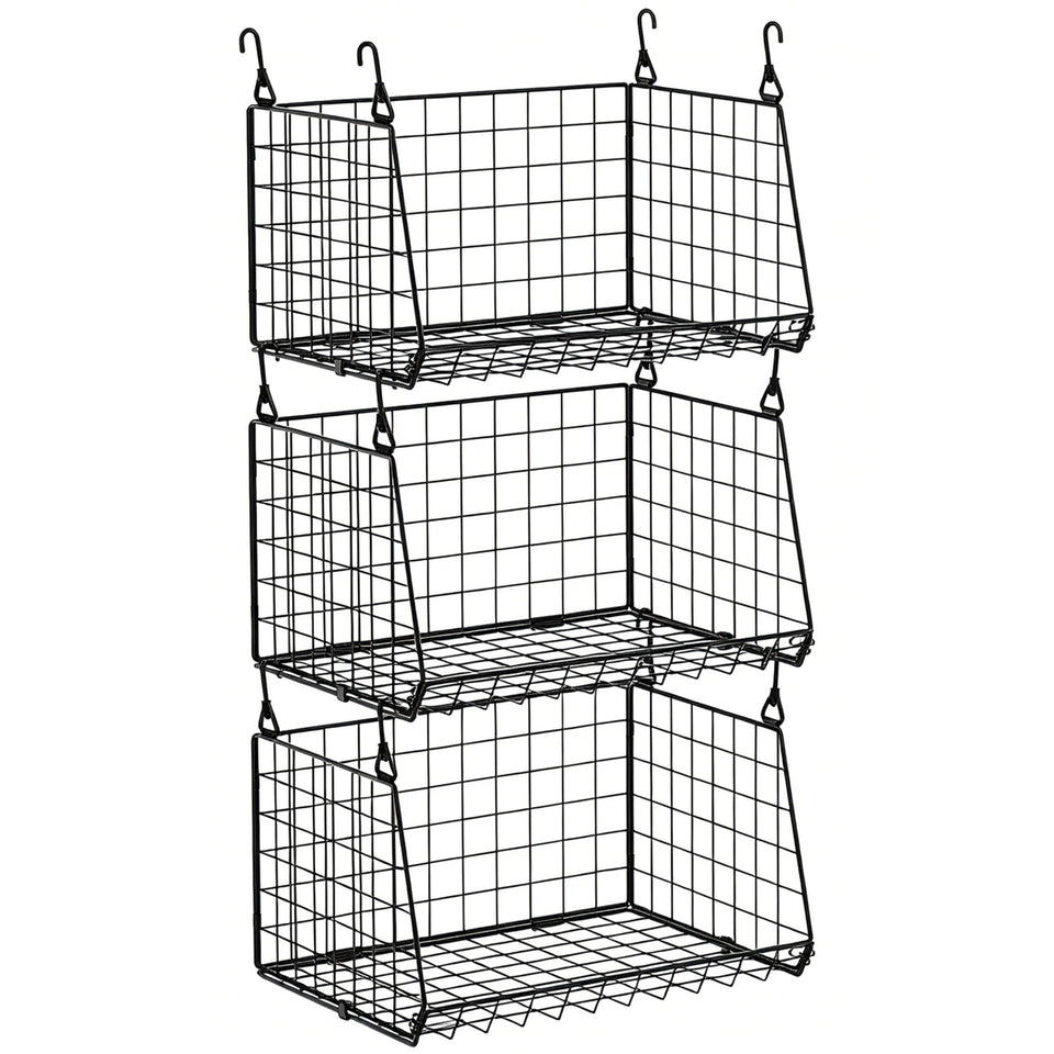 Sonyabecca 3-pack hanging laundry basket assembly on wire shelf maximizes closet space