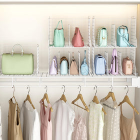 Sonyabecca Adjustable divider system fits various bag sizes for organized storage.