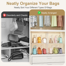 Sonyabecca Bag organization shelves keep wallets and totes easy to access.