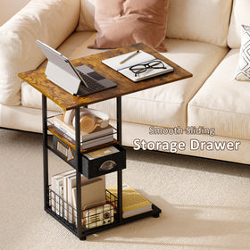 Sonyabecca C-table with wheels offers easy mobility on hard floors.