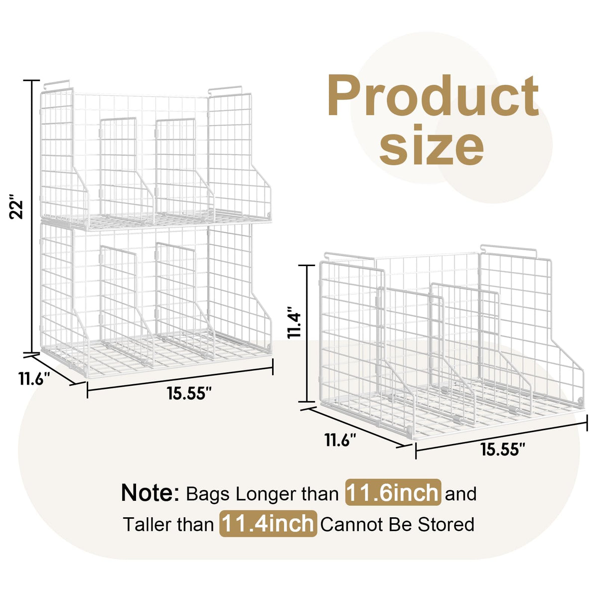 Sonyabecca Adjustable storage system supports diverse bag types and layouts.