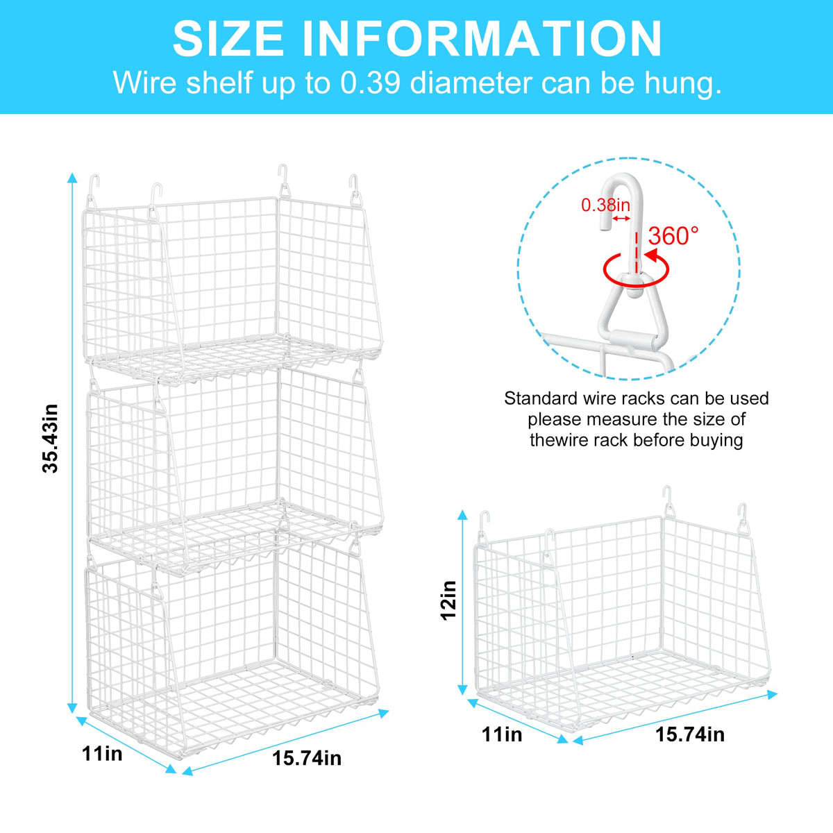 Sonyabecca wire basket holder is versatile for kitchen or bathroom storage.