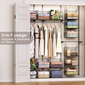 Sonyabecca foldable wire bins demonstrate compact storage in small spaces.