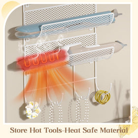 Sonyabecca hair dryer holder with iron ring keeps hot tools safely stored