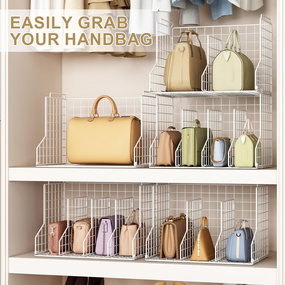 Sonyabecca Closet bag display enhances visibility and quick bag selection.