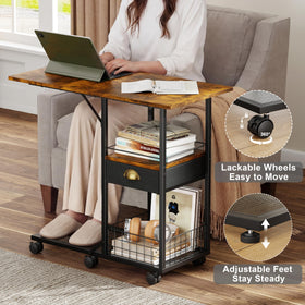 Sonyabecca mobile TV tray with drawer for remotes and essentials