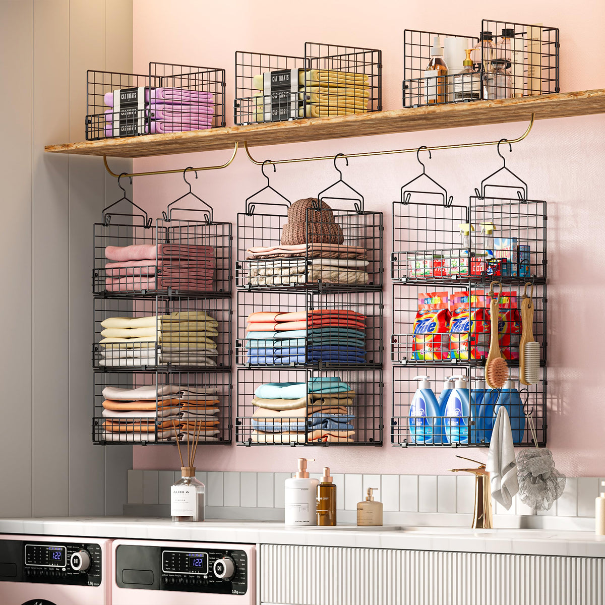 Sonyabecca hanging hooks keep bags and accessories within reach.