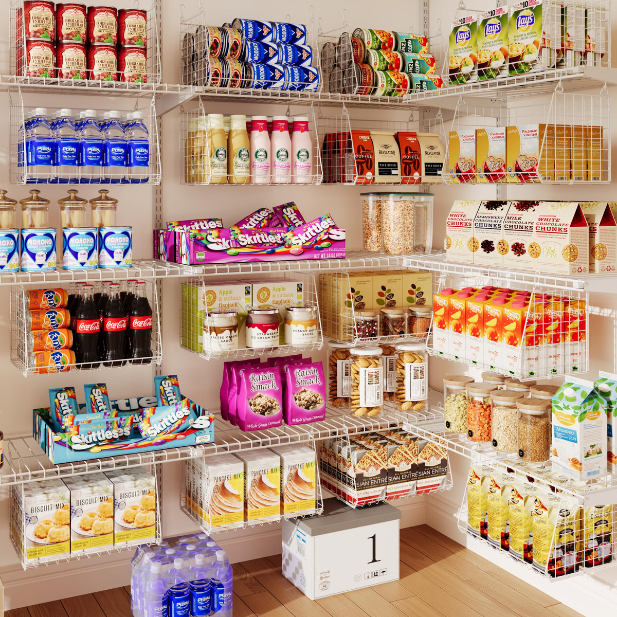 Sonyabecca three-basket system helps reduce clutter and streamline routines.