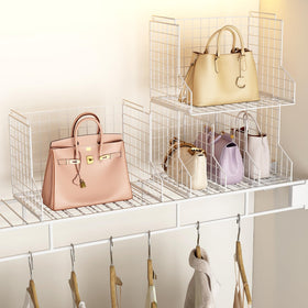 Sonyabecca Metal basket frames provide durable, long lasting bag organization.