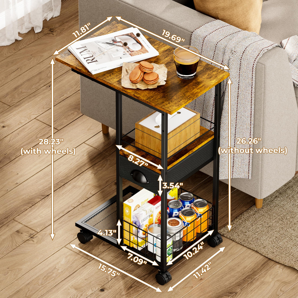 Sonyabecca waterproof wood-grain top—resists scratches and spills.