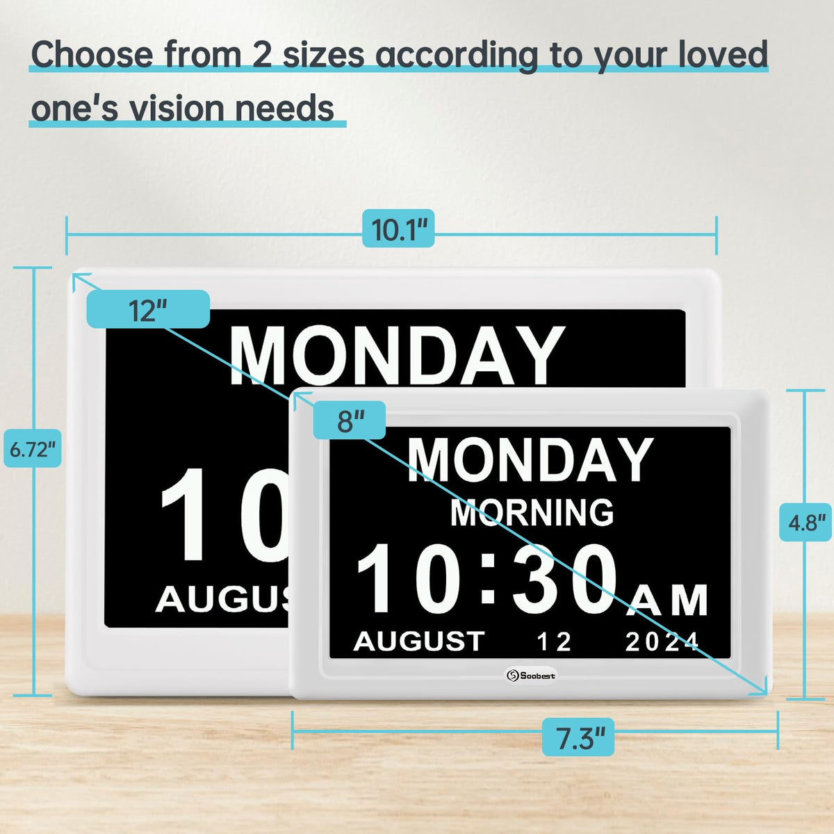 Soobest clock showing alarms to highlight flexible reminders for daily routines.