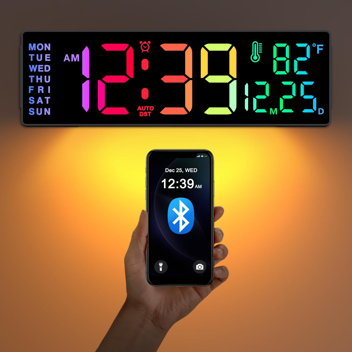 Soobest 14.2-inch LED wall clock front view for clear time reading from any angle.