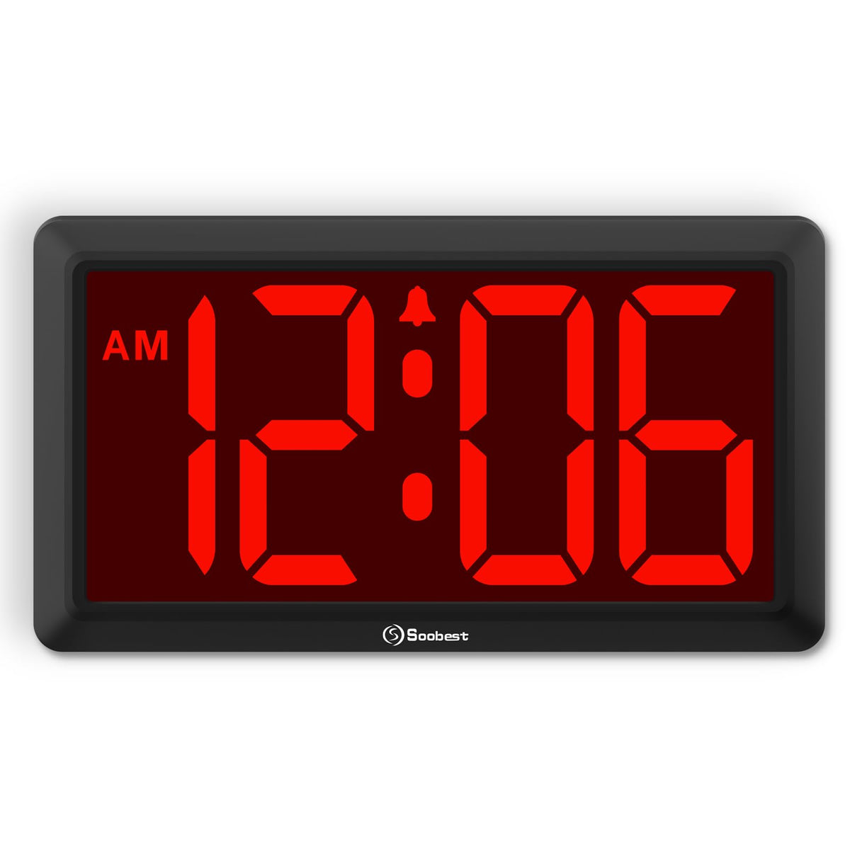 Soobest 9.5-inch wall clock front display with bold digits for easy reading.