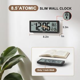 Soobest atomic wall clock front view highlights large digits for quick reading.