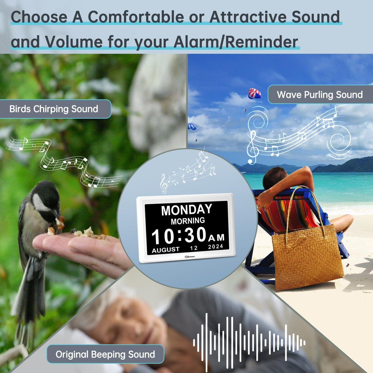 Soobest dementia clock auto brightness adjusts for day and night viewing