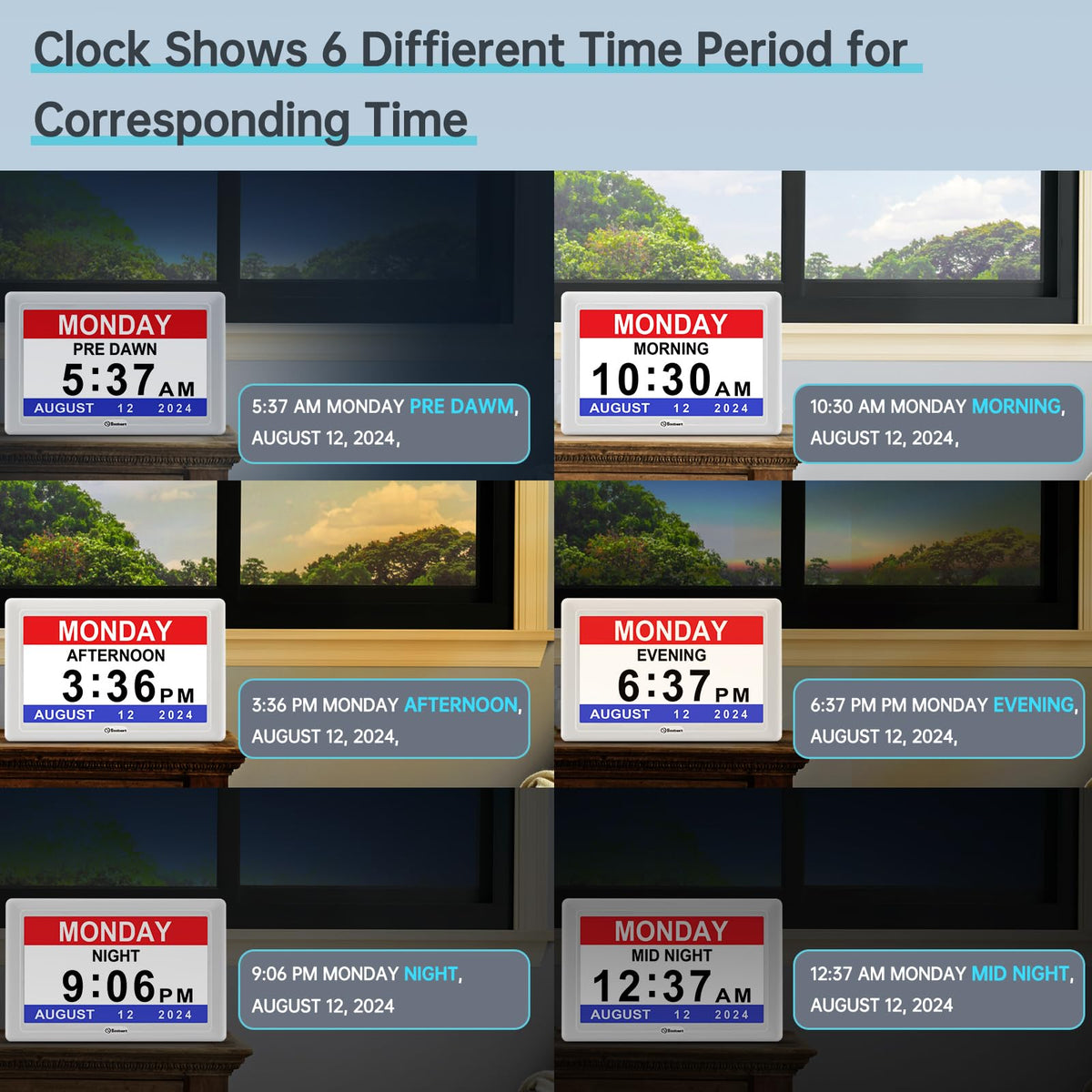 Soobest dementia clock memory function saves settings during outages