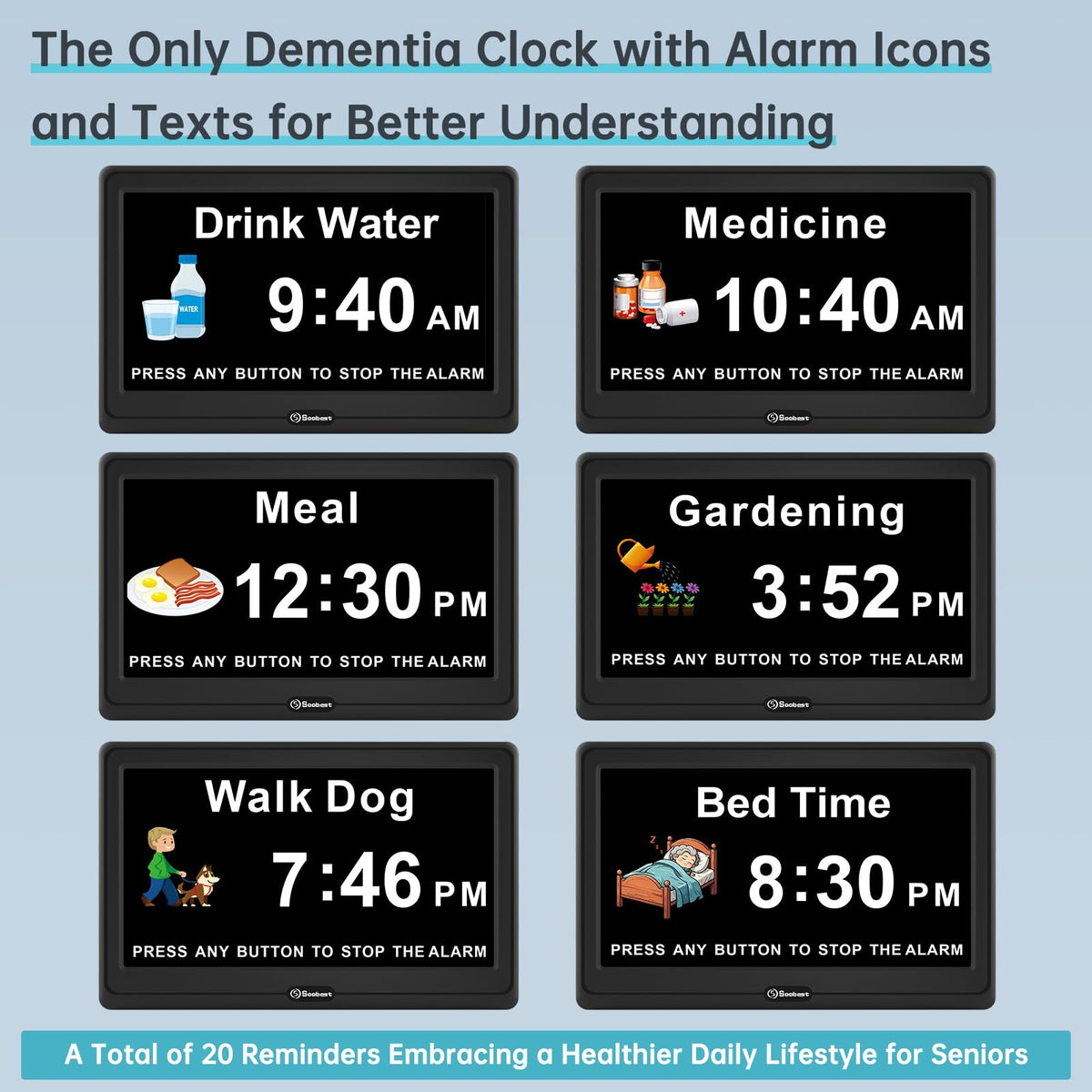 Soobest dementia clock with auto DST helps adapt to seasonal time changes.