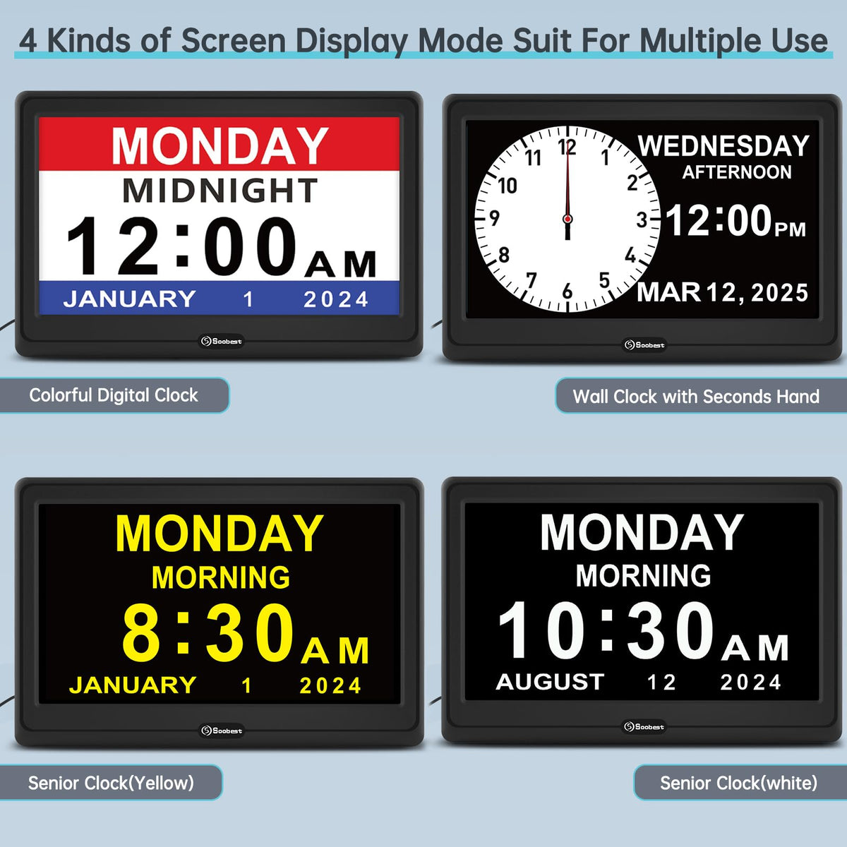 Soobest brightness control with auto dimmer protects eyes in low light.